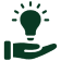 Hand holding light bulb icon.